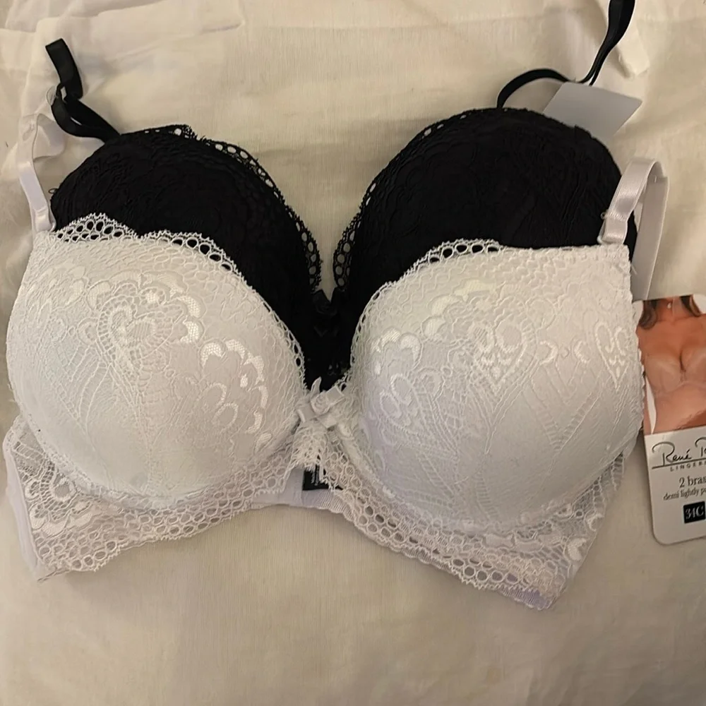 NWT Rene Rofe Demi lightly padded 2 pack bras 34C - Picture 1 of 6